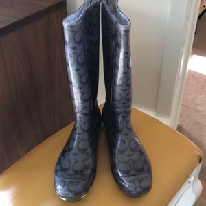 Coach Signature Rain Boots (Gray/Black)